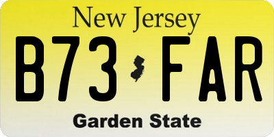 NJ license plate B73FAR