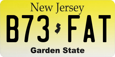 NJ license plate B73FAT