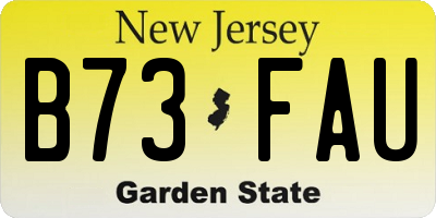 NJ license plate B73FAU