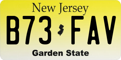 NJ license plate B73FAV
