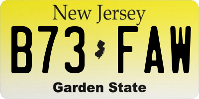 NJ license plate B73FAW