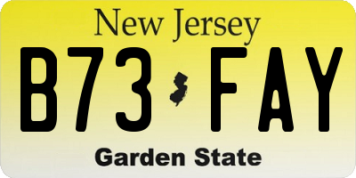 NJ license plate B73FAY