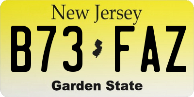 NJ license plate B73FAZ