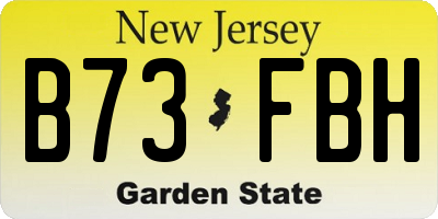 NJ license plate B73FBH