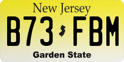 NJ license plate B73FBM