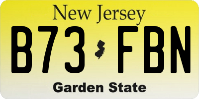 NJ license plate B73FBN