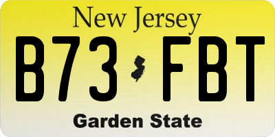 NJ license plate B73FBT