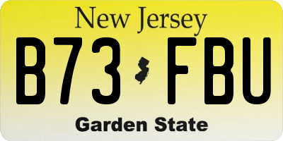 NJ license plate B73FBU
