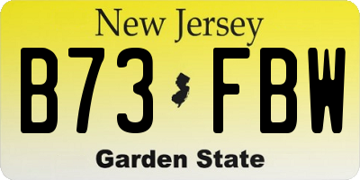 NJ license plate B73FBW