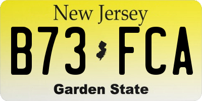 NJ license plate B73FCA