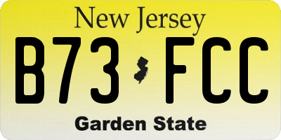 NJ license plate B73FCC