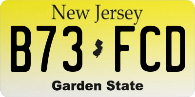NJ license plate B73FCD