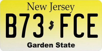 NJ license plate B73FCE