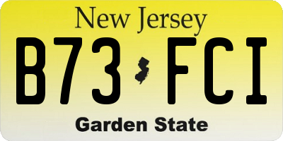 NJ license plate B73FCI