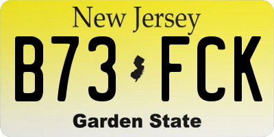 NJ license plate B73FCK