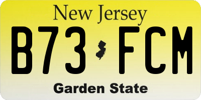 NJ license plate B73FCM