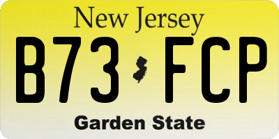 NJ license plate B73FCP