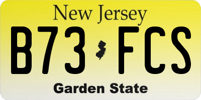 NJ license plate B73FCS