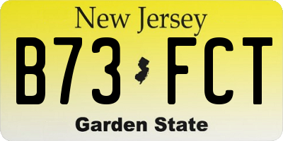 NJ license plate B73FCT
