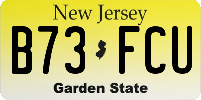 NJ license plate B73FCU
