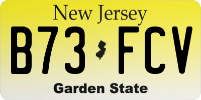 NJ license plate B73FCV