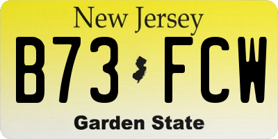 NJ license plate B73FCW