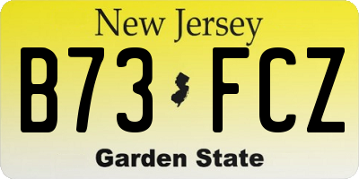 NJ license plate B73FCZ