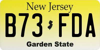 NJ license plate B73FDA