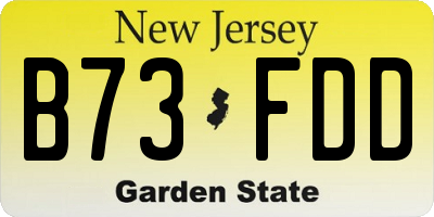 NJ license plate B73FDD