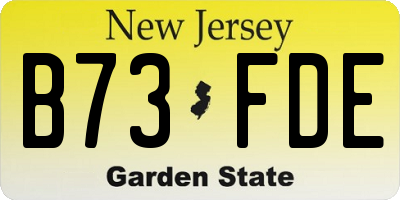 NJ license plate B73FDE