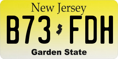 NJ license plate B73FDH