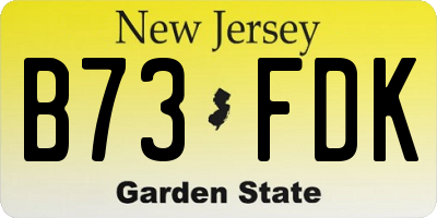 NJ license plate B73FDK