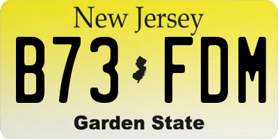 NJ license plate B73FDM