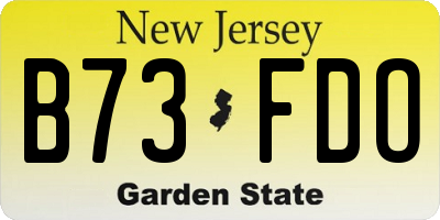 NJ license plate B73FDO