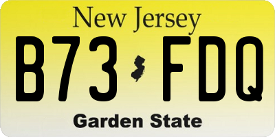 NJ license plate B73FDQ