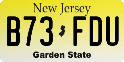 NJ license plate B73FDU