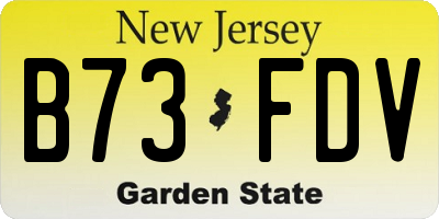 NJ license plate B73FDV