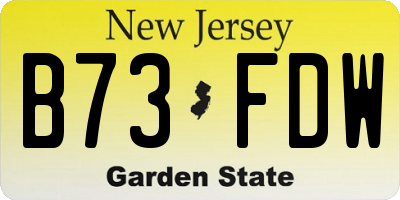 NJ license plate B73FDW