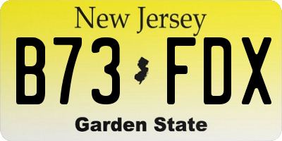 NJ license plate B73FDX