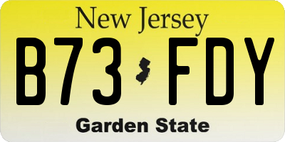 NJ license plate B73FDY