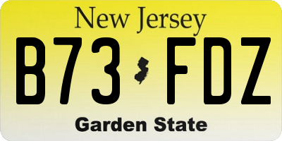 NJ license plate B73FDZ
