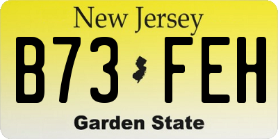 NJ license plate B73FEH