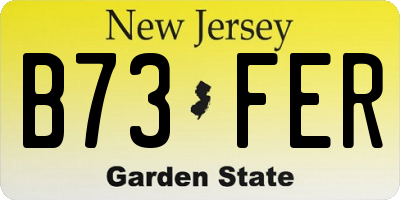 NJ license plate B73FER