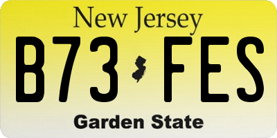NJ license plate B73FES