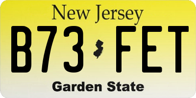 NJ license plate B73FET