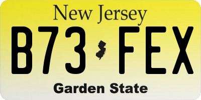 NJ license plate B73FEX