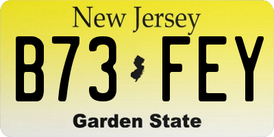 NJ license plate B73FEY