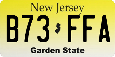 NJ license plate B73FFA