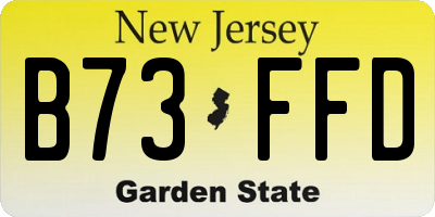 NJ license plate B73FFD