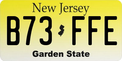 NJ license plate B73FFE